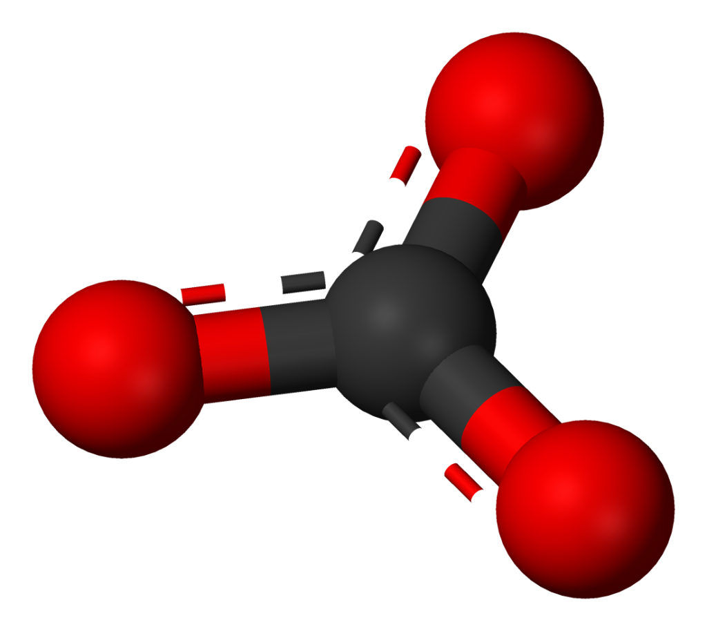 Ball and spoke model of carbonate ion