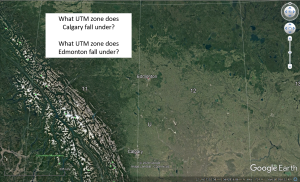 Figure T11: Universal Transverse Mercator (UTM) zones 11 U and 12 U in Alberta.