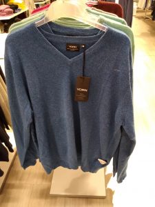 blue v-neck sweater
