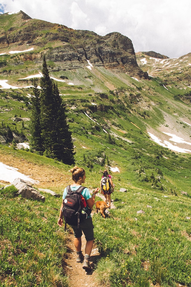 people hiking in the mountains