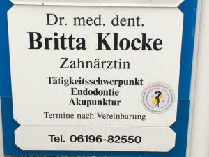 Dr. Britta Klocke (sign outside of the building)