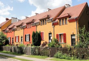 townhouses in bright colours