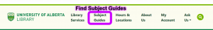 Library homepage header highlighting subject guides