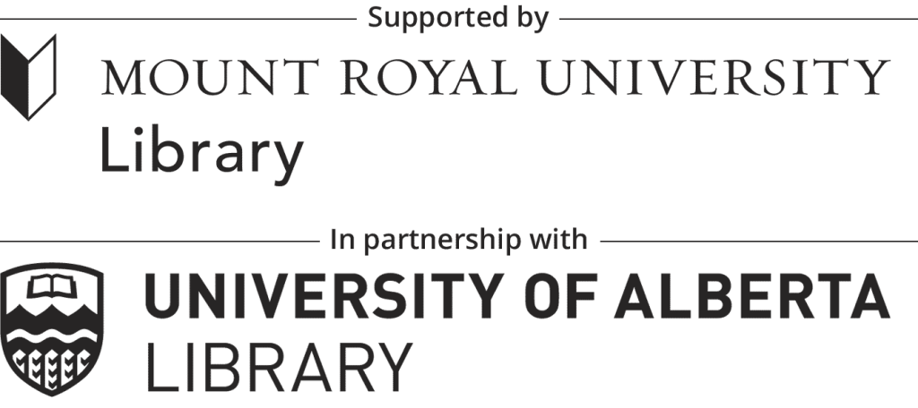 Logo that says supported by Mount Royal  University Library in partnership with the University of Alberta Library