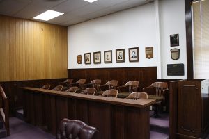 jury box in a court room