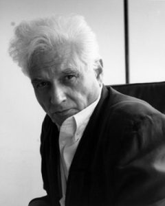 black and white photo of Derrida