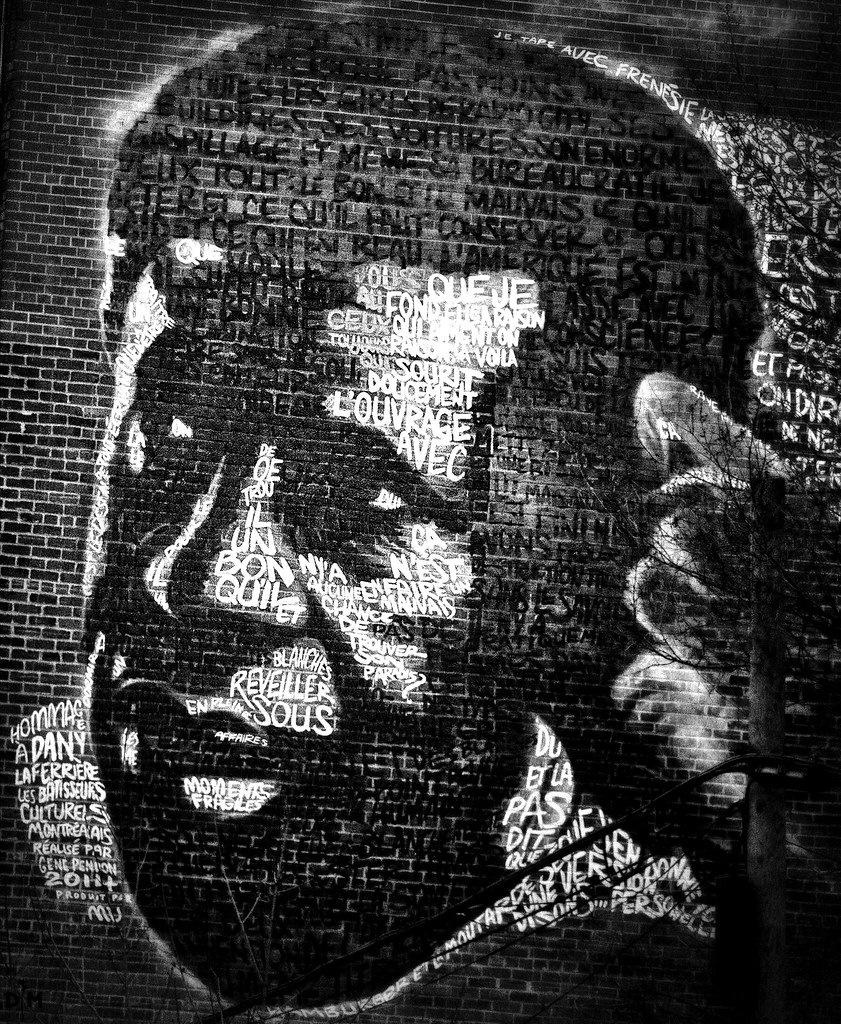wall graffiti of Fanon's head and French words