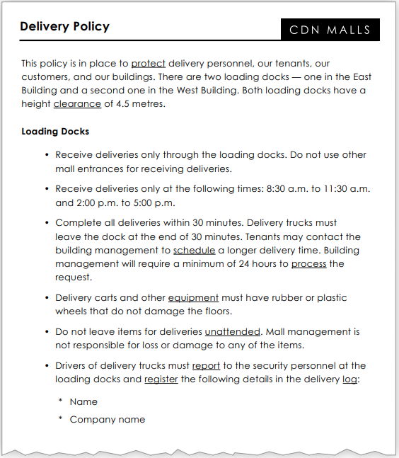 Delivery policy page 1