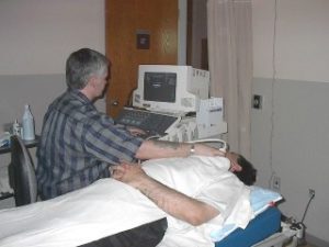 someone performing an ultrasound
