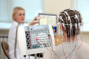 Patient being given an EEG