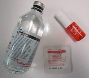 According to the image author: "three different forms of nitroglycerin, intravenous, sublingual spray, and the nitroglycerin patch"