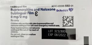 From Wikipedia: "This is a digital photograph taken with a mobile device of a package containing a generic buprenorphine/naloxone sublingual film with a dosage of 8mg/2mg."