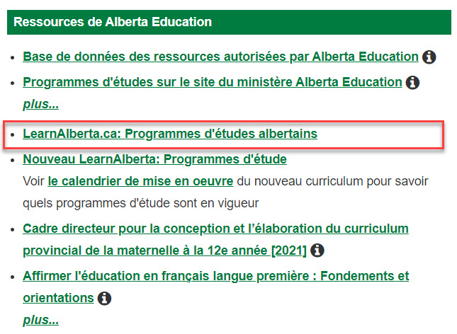 Programmes d'étude par LearnAlberta.ca