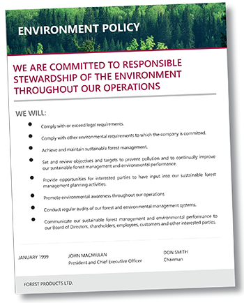 Environment Policy cover page