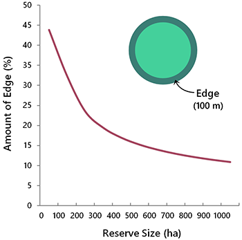 Graph of edge vs reserve size