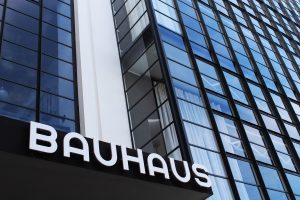 glass building / "Bauhaus" sign
