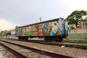 old train car covered in graffiti