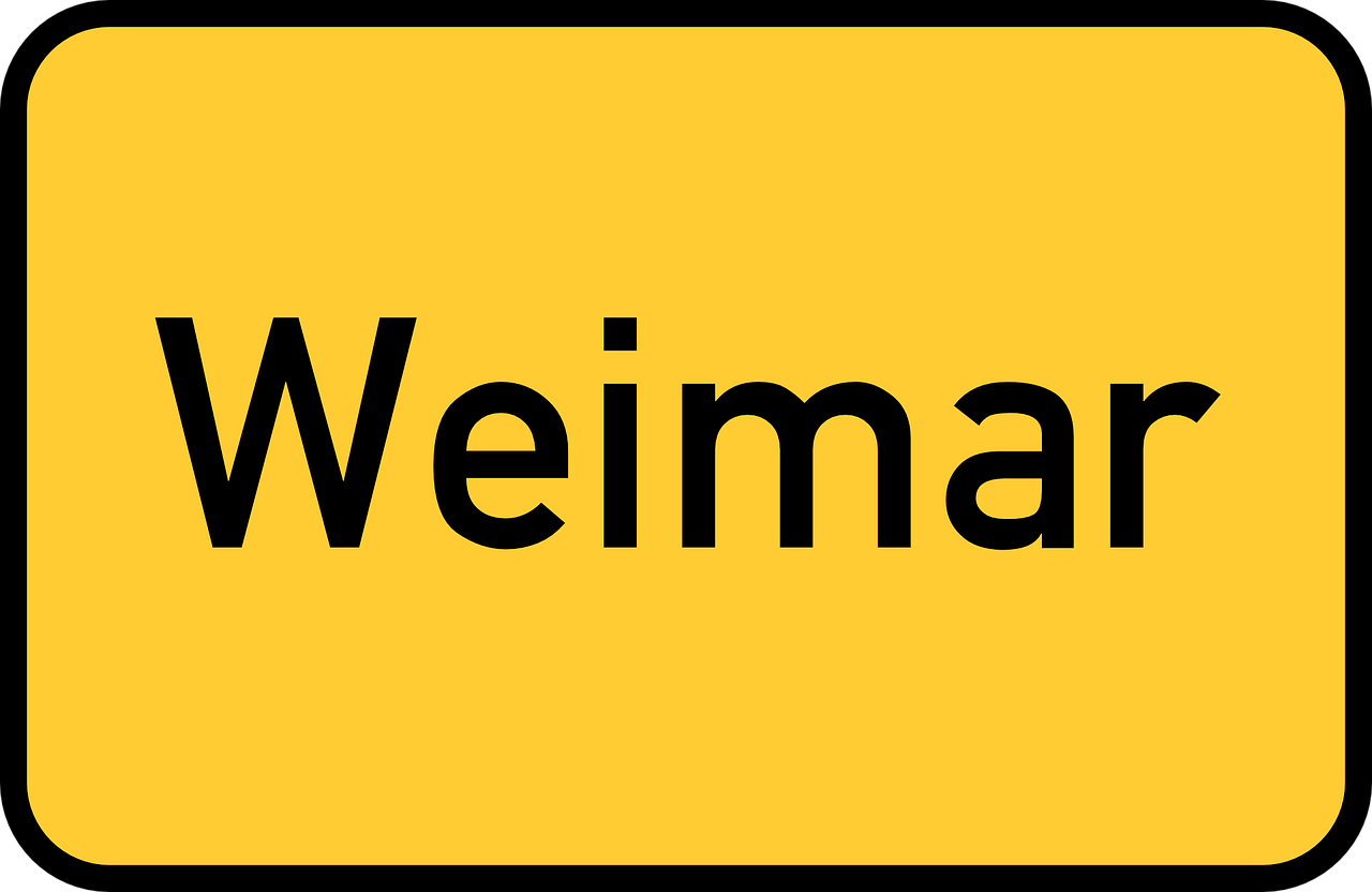 Weimar city sign (yellow)